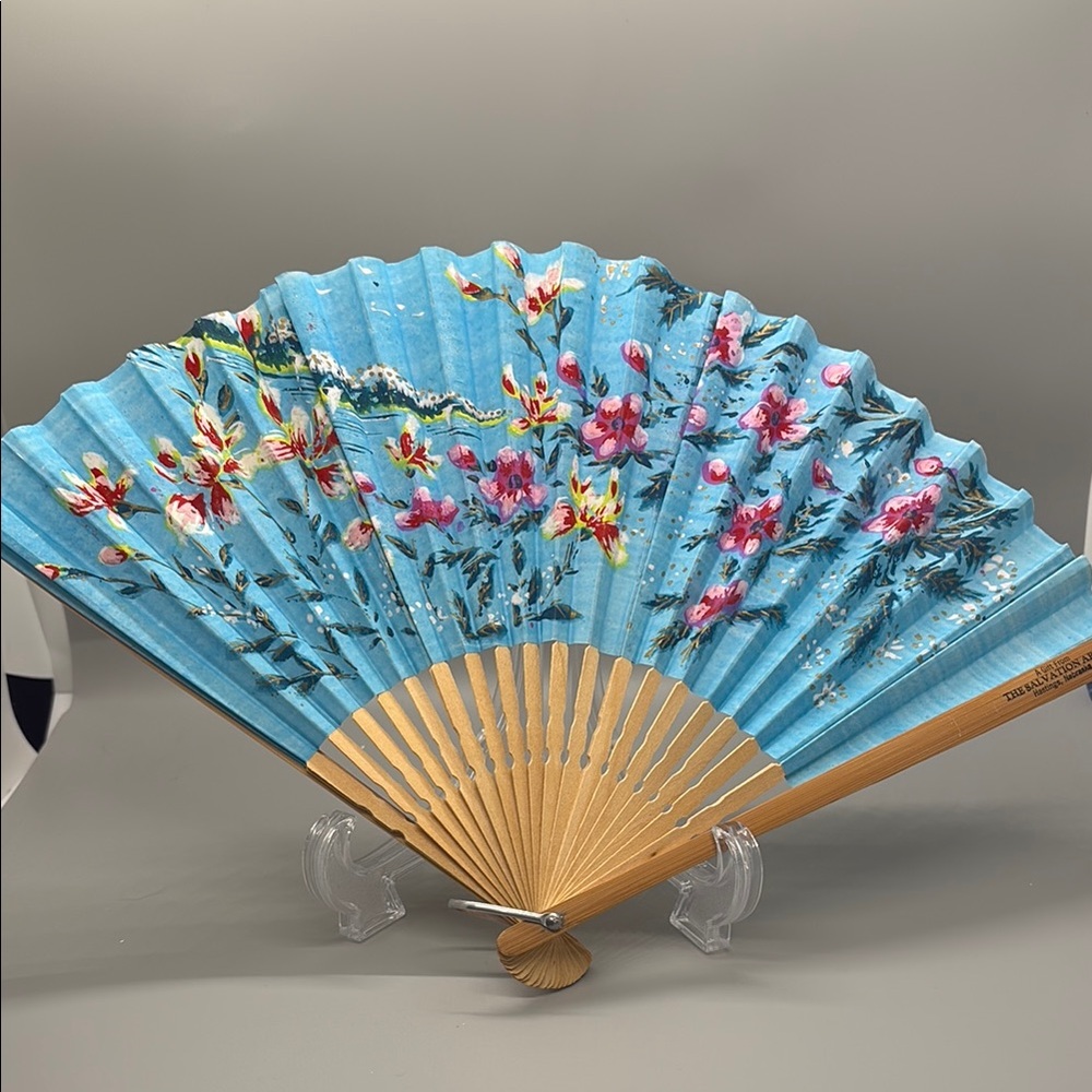 Floral Blue Hand Fan